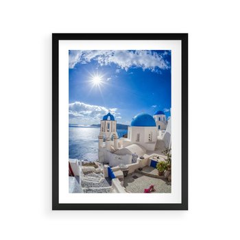 Plakat w ramie 50x70 - Uroki Santorini we Włoszech - Santorini, Włochy - rama czarna