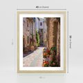 Plakat w ramie 40x50 - Malownicze Zakątki Miasta - uliczka, perspektywa - rama drewno