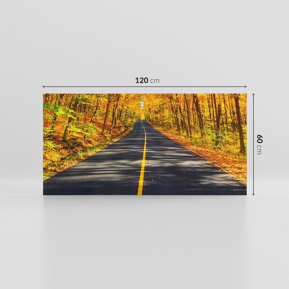 Obraz na płótnie 120x60 - Droga przez jesienny las - droga, las