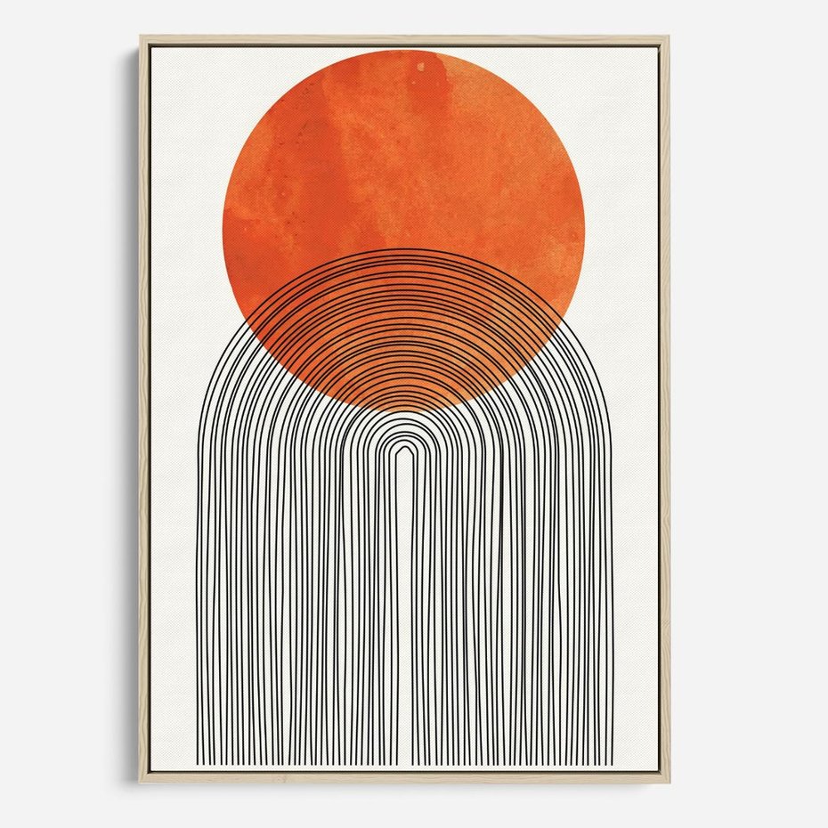 Obraz w ramie 80x120 - Abstrakcyjne Pulsacje - koło, boho styl - rama drewno