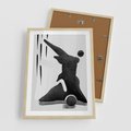 Plakat w ramie 50x70 - Czarno-Biała Grafika Postaci - nowoczesna grafika, plakat - rama drewno