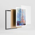 Plakat w ramie 50x70 - Paryska Wieża - olejny abstrakcyjny obraz, wieża eiffla - rama czarna