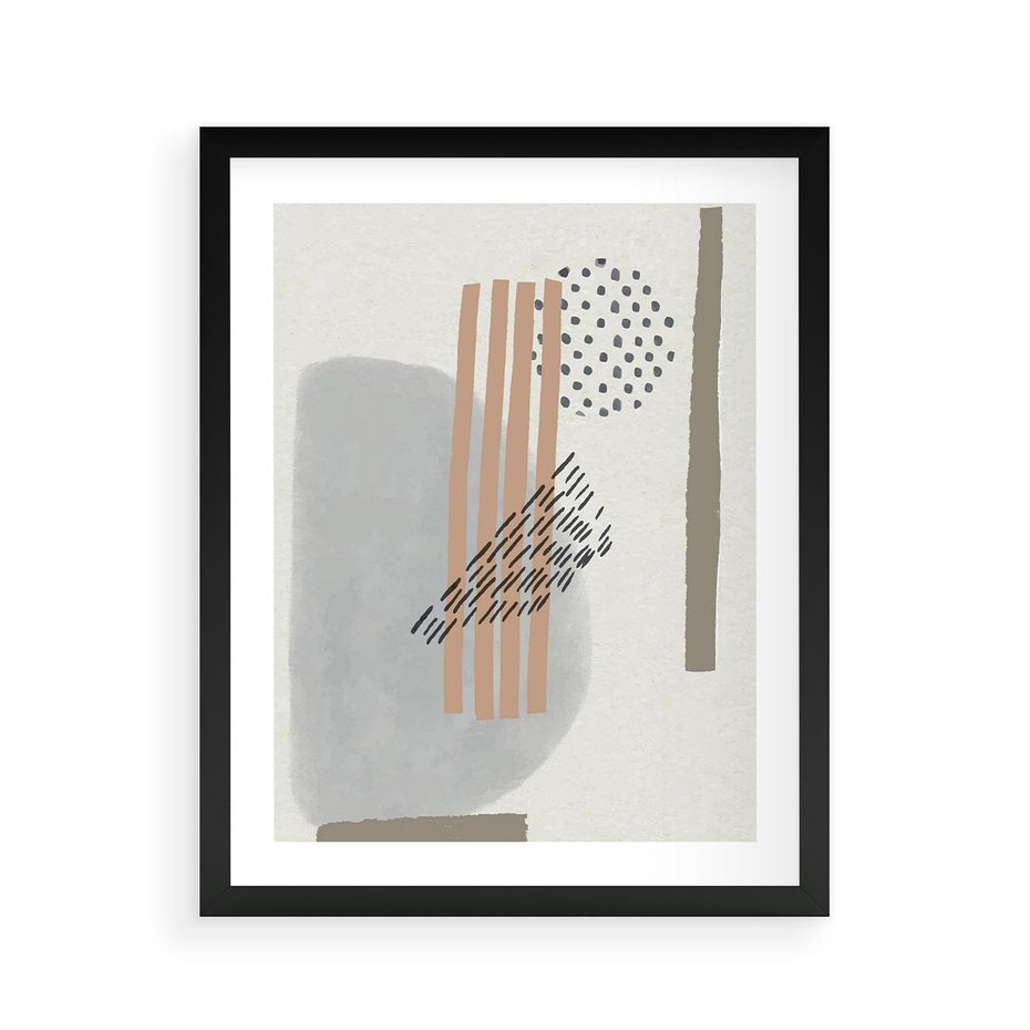 Plakat w ramie 40x50 - Nowoczesna Abstrakcja: Delikatne Beże - abstrakcja, nowoczesna sztuka - rama czarna