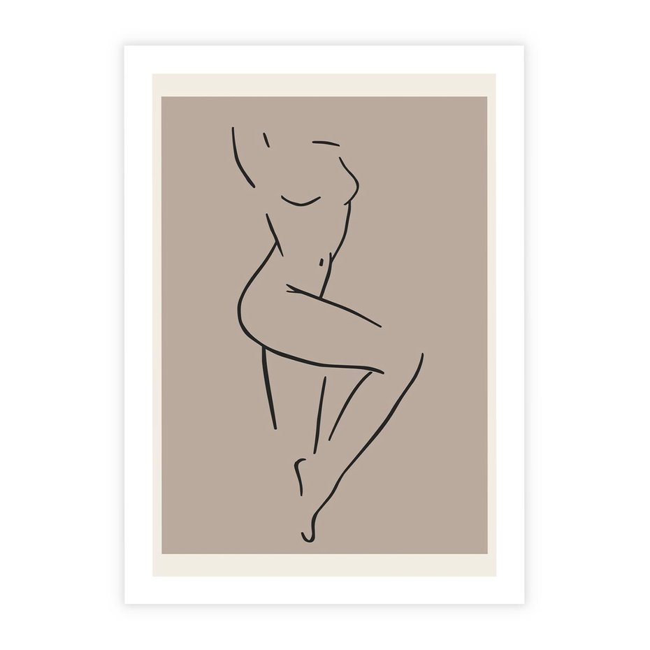 Plakat bez ramy 21x30 - Zanikająca Wyobraźnia - mnimalistyczny akt, beżowa tonacja