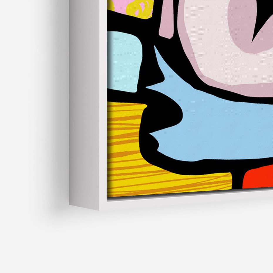 Obraz w ramie 70x100 - Czarny Komiks - abstrakcyjne formy, komiksowy styl - rama biała