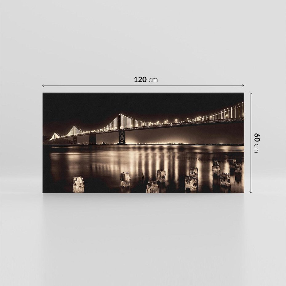 Obraz na płótnie 120x60 - Most nocą nad rzeką - noc, most