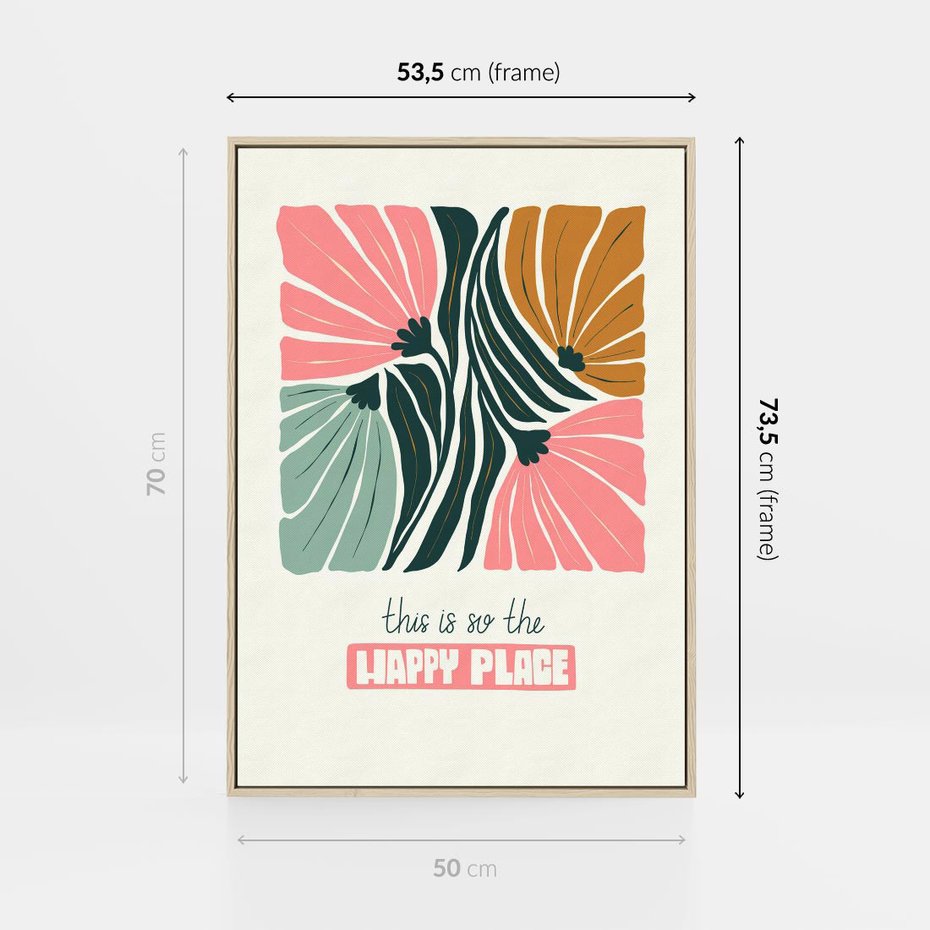 Obraz w ramie 50x70 - Impresje kwiatowej abstrakcji - retro kwiatowa grafika, kompozycja - rama drewno