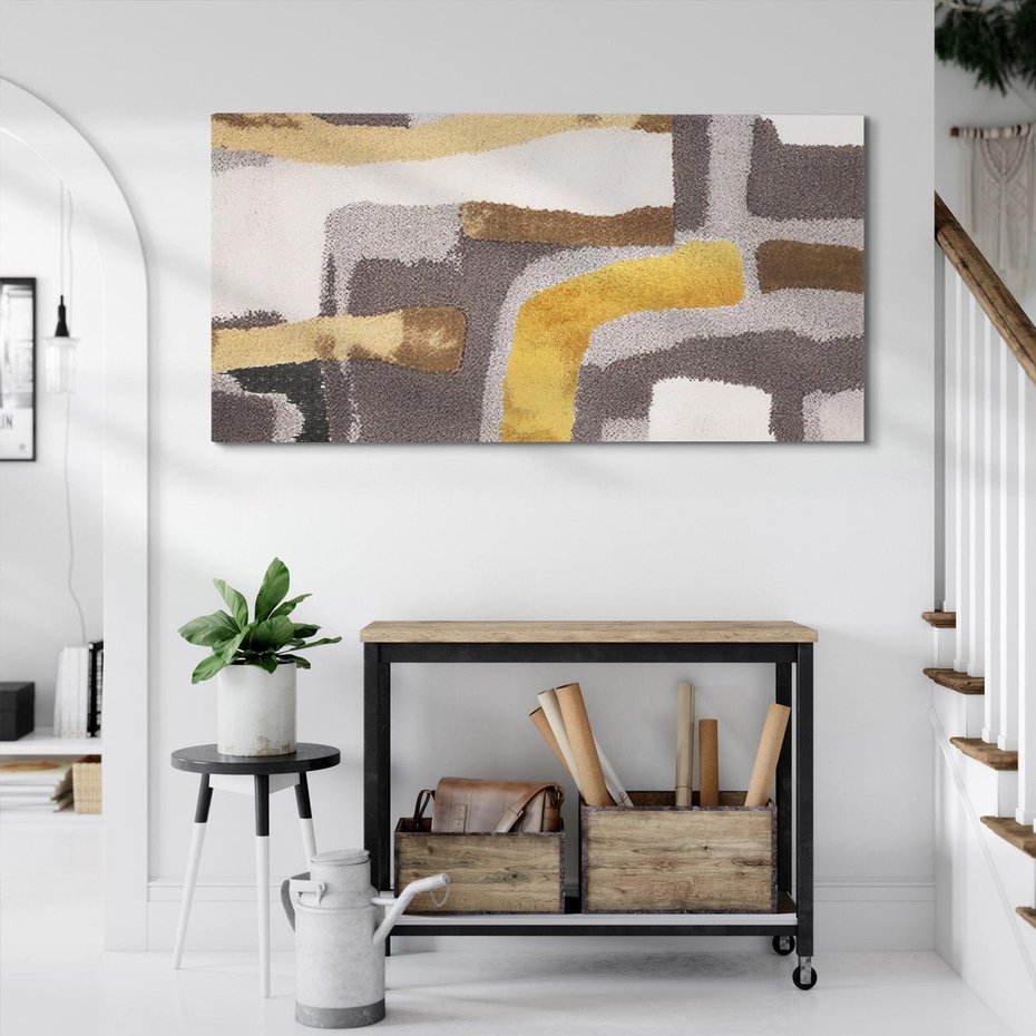 Obraz na płótnie 120x60 - Złote Krzywe - abstrakcja, krzywe linie