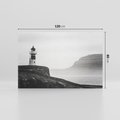 Obraz na płótnie 120x80 - Melancholia Północy - czarnobiała fotografia, nadmorska latarnia na klifie