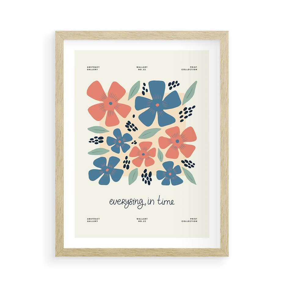 Plakat w ramie 50x70 - Kształtując Marzenia - kwiaty, nowoczesna abstrakcja - rama drewno