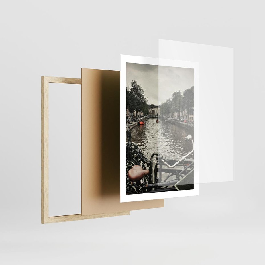 Plakat w ramie 50x70 - Miasto na Wodzie - holenderskie kanały, amsterdam - rama drewno