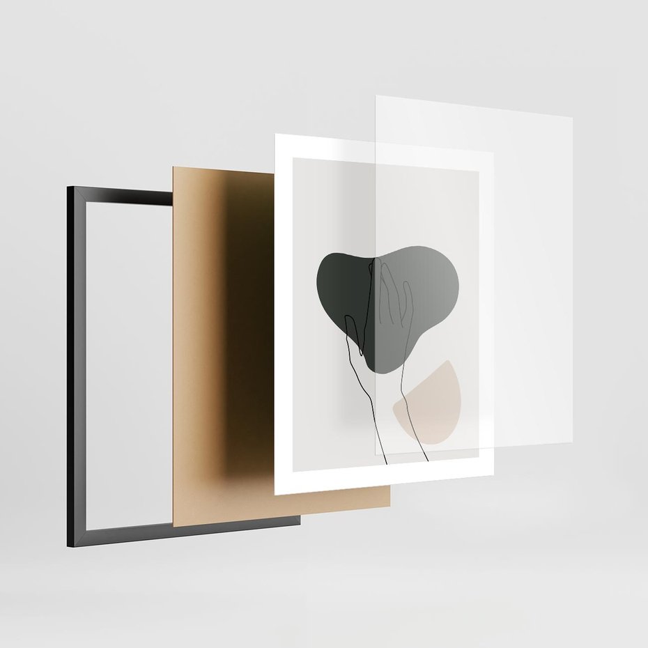 Plakat w ramie 40x50 - Bezczasowe Echo - szkic jedną linią, one line - rama czarna