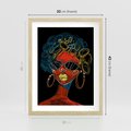 Plakat w ramie 30x40 - Kolorowe Wibracje Rzeczywistości - abstrakcyjny portret kobiety, twarz - rama drewno