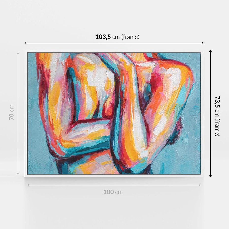 Obraz w ramie 100x70 - Nagie Natchnienie - obraz olejny, naga kobieta - rama biała