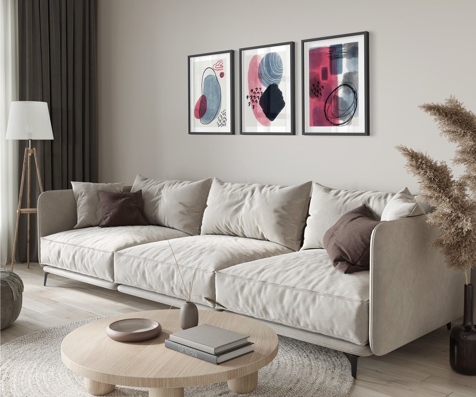 Zestaw obrazy w ramie 50x70 galeria - Grafika, akwarelowe, plamy - rama czarna