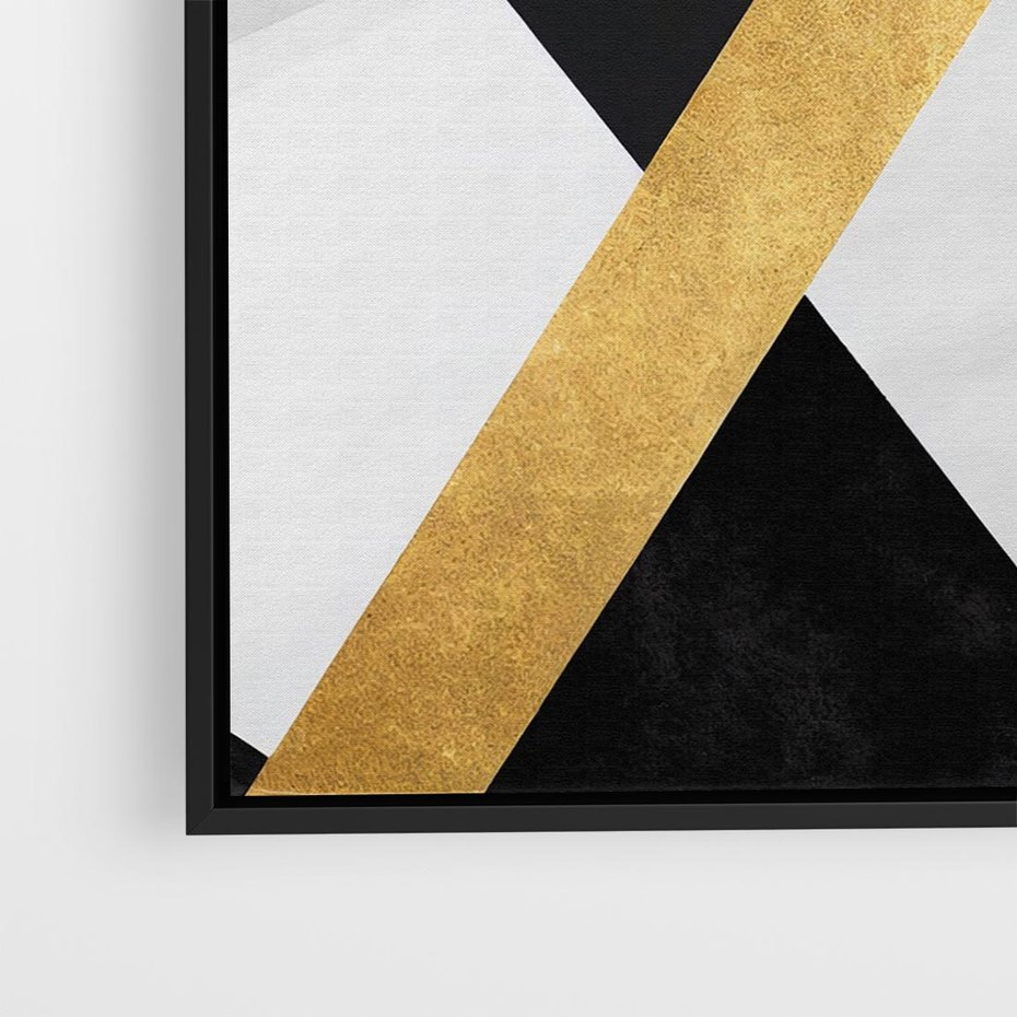 Obraz w ramie 50x50 - Pudrowe Abstrakcyjne Lustra - złote abstrakcyjne linie, szarość - rama czarna