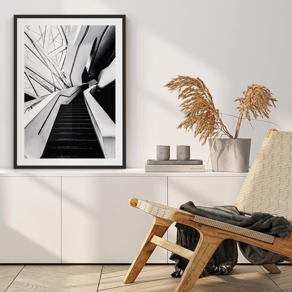 Plakat w ramie 30x40 - Współczesne Kształty - architektura, nowoczesne formy - rama czarna