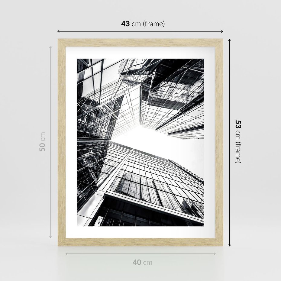 Plakat w ramie 40x50 - Wznoszący się Wysoko - architektura, wysoki wieżowiec - rama drewno