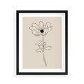 Plakat w ramie 40x50 - Przenikający Dialog - szkic kwiatu, mnimalistyczny szkic - rama czarna