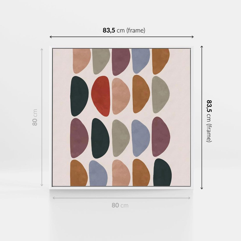 Obraz w ramie 80x80 - Granice Boho - abstrakcyjny obraz, geometryczna kompozycja - rama biała