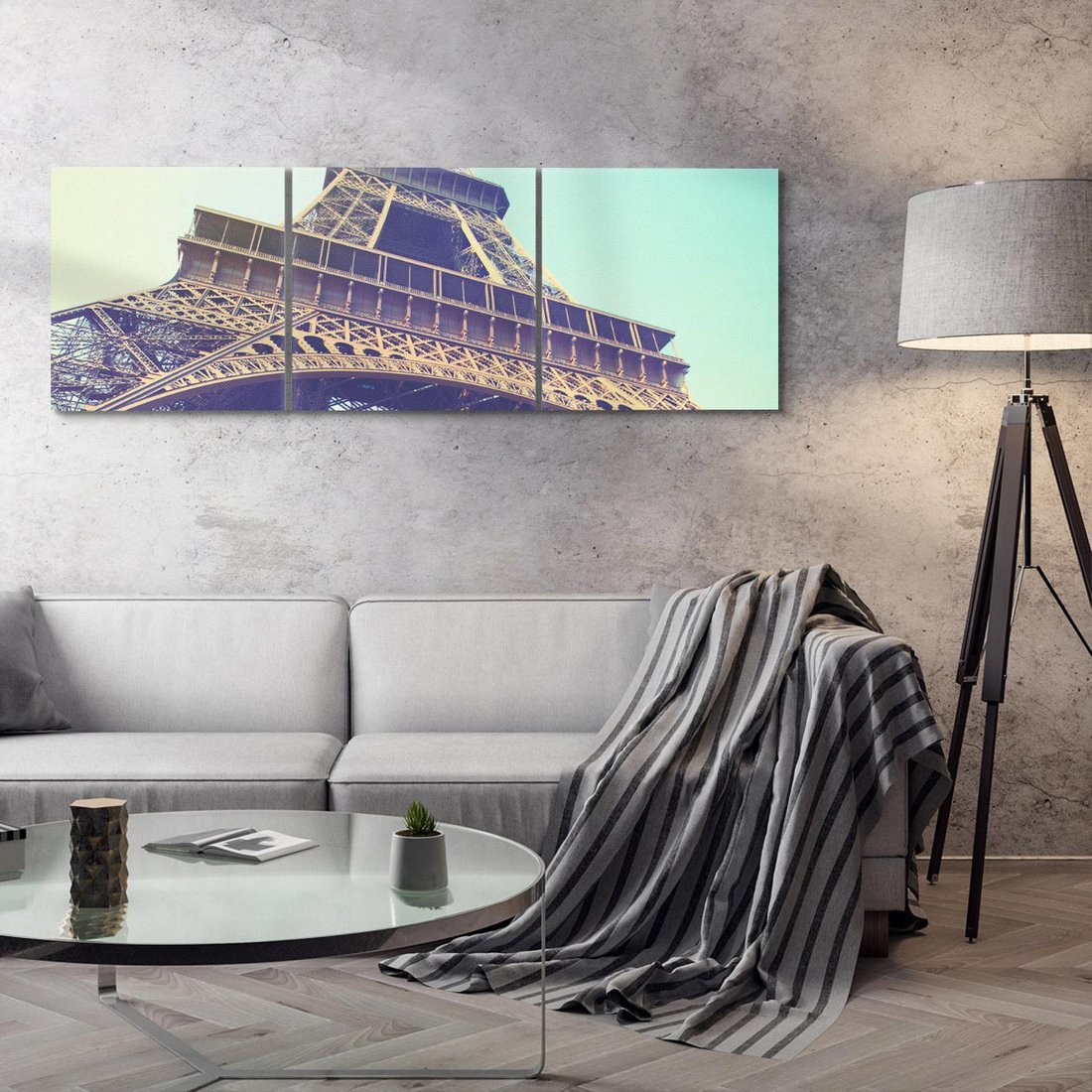 Obraz na płótnie 120x40 - Wieża Eiffla w czarno-białej odsłonie - Eiffla, Paryż