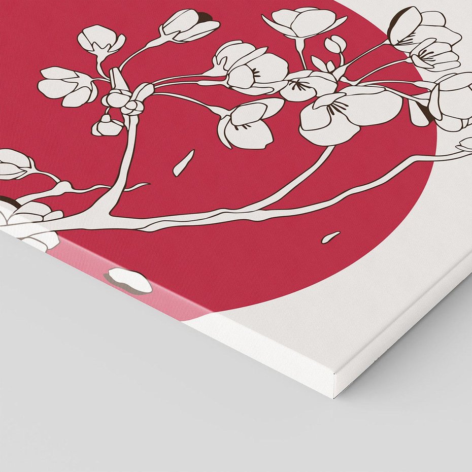 Obraz na płótnie 80x80 - Esencja Zen - kwiatnąca wiśnia, orientalna grafika