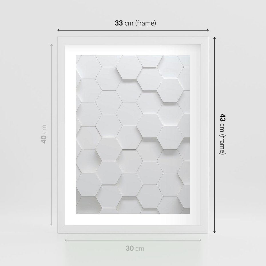 Plakat w ramie 30x40 - Intrygujący Wymiar - geometria, 3D - rama biała