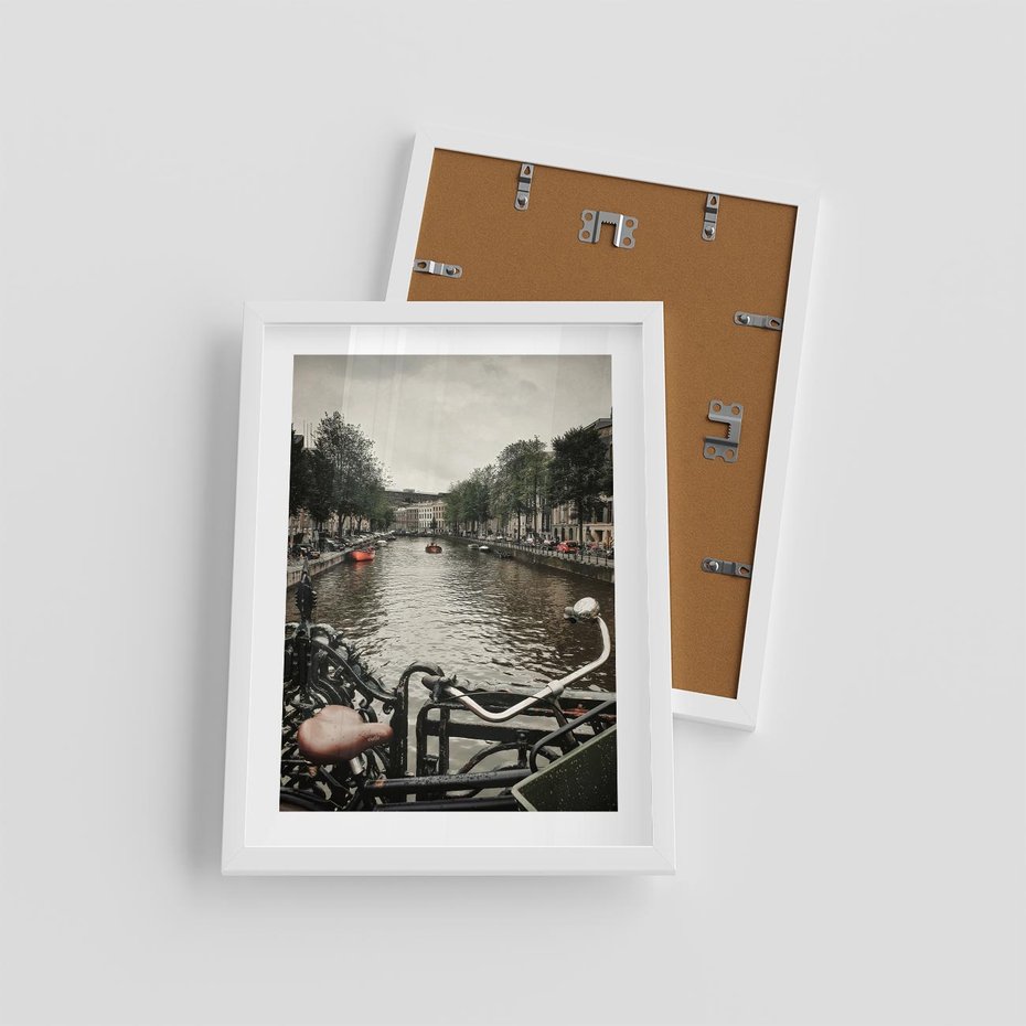 Plakat w ramie 30x40 - Miasto na Wodzie - holenderskie kanały, amsterdam - rama biała