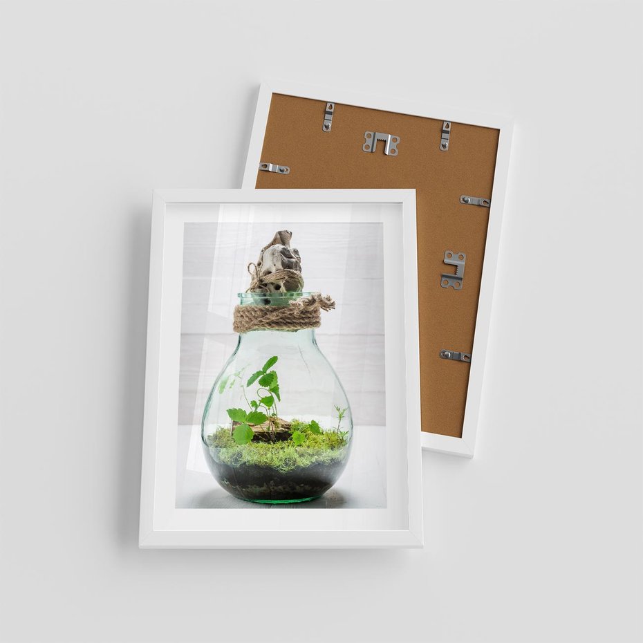 Plakat w ramie 30x40 - Żywioł Natury - liście, zieleń - rama biała