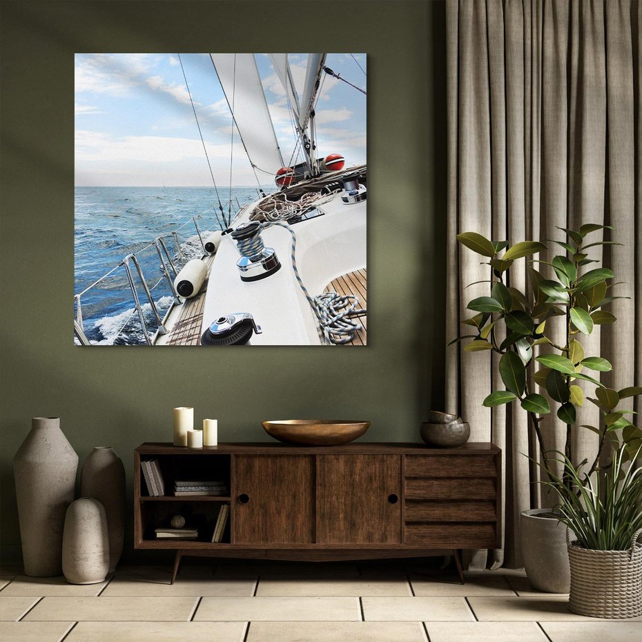 Obraz na płótnie 70x70 - Moc żaglowca na pełnym morzu - żaglowiec, jacht