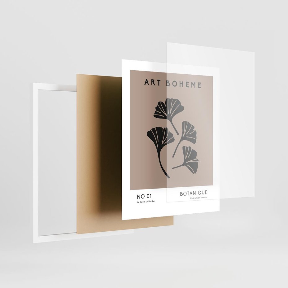 Plakat w ramie 40x50 - Botaniczne wymysły - sztuka boho, plakat - rama biała