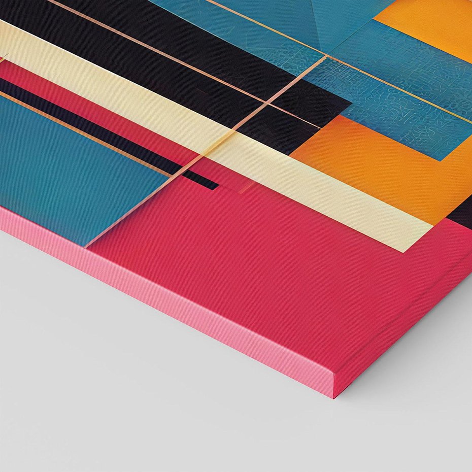 Obraz na płótnie 50x70 - Przejście przez labirynt myśli - kolorowa abstrakcja, instalacja z prostokątów i linni