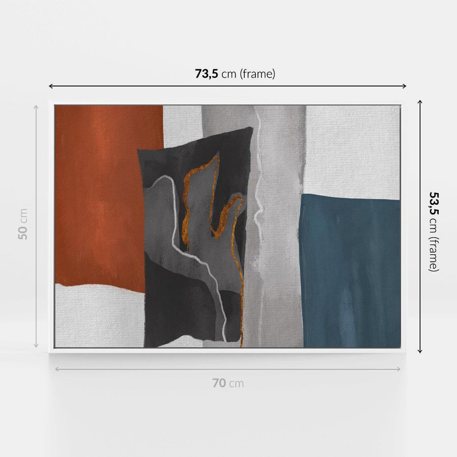 Obraz w ramie 70x50 - Nowoczesna geometria - nowoczesny, geometryczny - rama biała