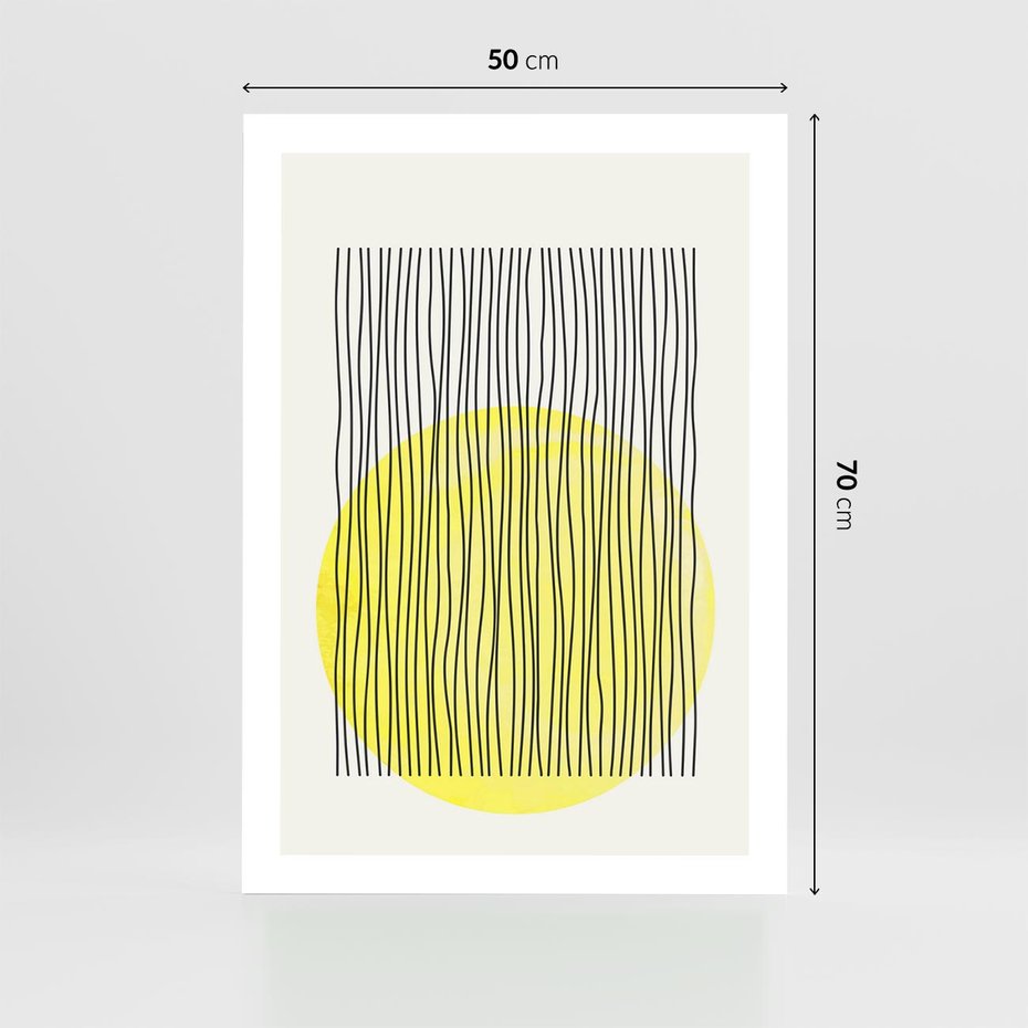 Plakat bez ramy 50x70 - Ciepłe Przenikanie - geometria, żółte koło