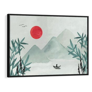 Obraz w ramie 70x50 - Zaklęte Wzgórza - krajobraz, japonia - rama czarna