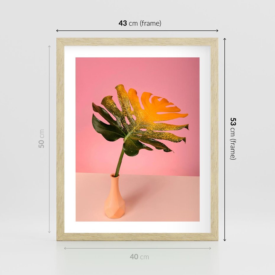 Plakat w ramie 40x50 - Egzotyczna monstera - monstera, liść - rama drewno