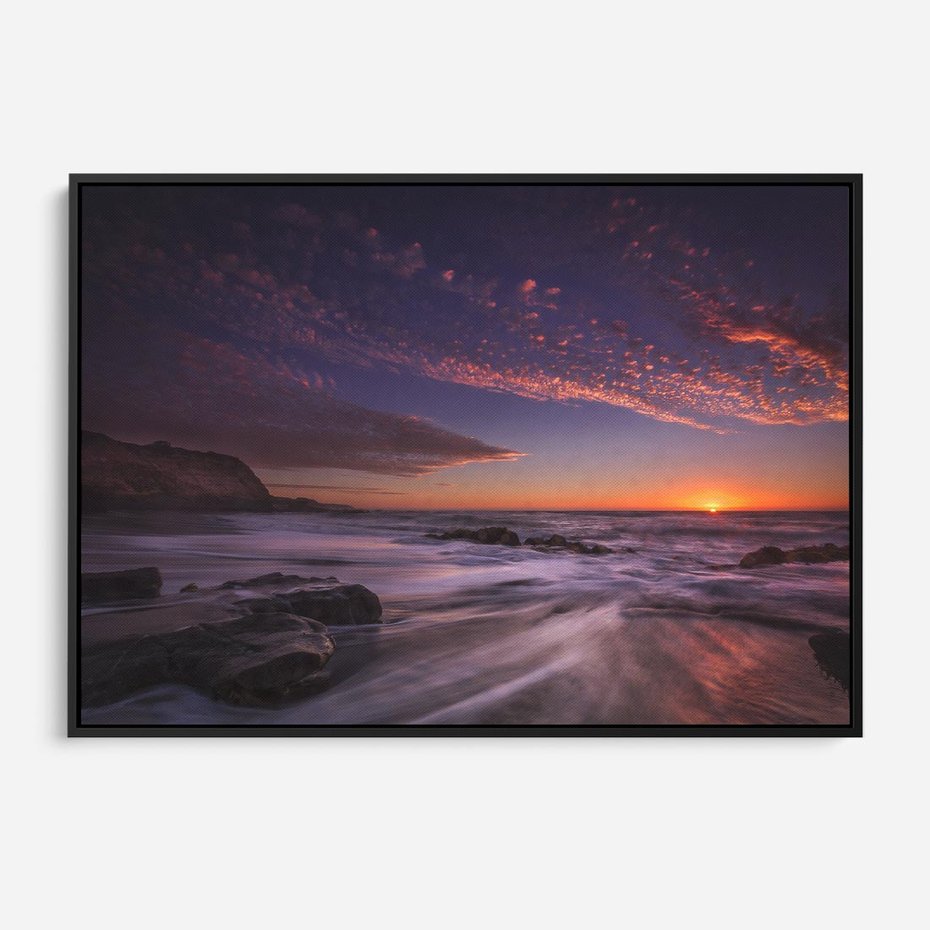 Obraz w ramie 70x50 - Spojrzenie w głąb duszy - zachód słońca, zmierzch - rama czarna