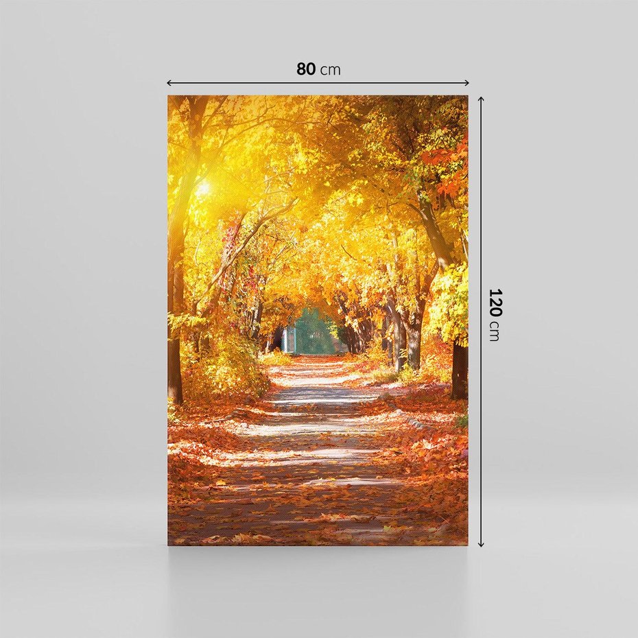 Obraz na płótnie 80x120 - Jesienna Droga: Przechadzka wśród Drzew - jesień, droga