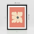 Plakat w ramie 40x50 - Malowane Kolorowe Echa - minimalistyczna grafika, biały kwiat na różowym tle - rama czarna