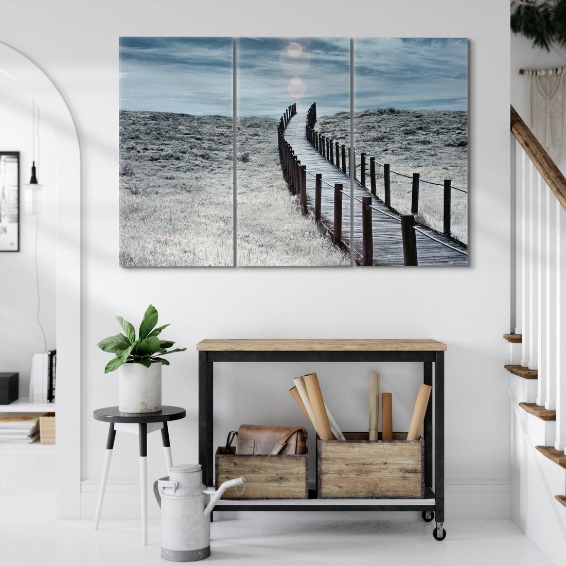 Obraz na płótnie 120x80 - Burzowy pomost na plaży - plaża, pomost