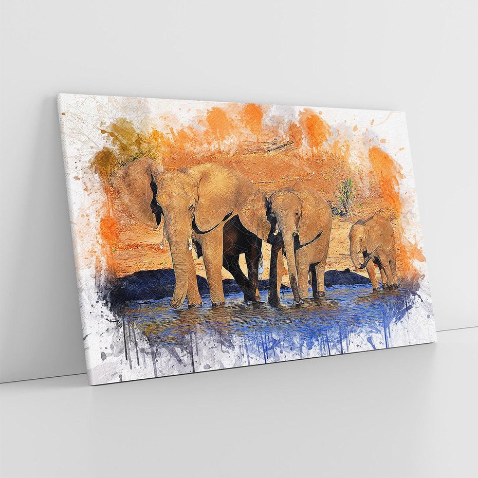 Obraz na płótnie 120x80 - Majsestatyczne Wielkie ssaski - słonie, zwierzęta