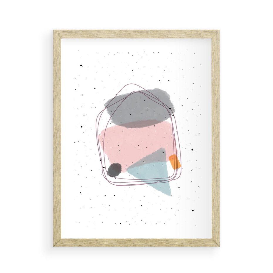 Plakat w ramie 50x70 - Migotliwa Opowieść - abstrakcyjna kompozycja, jak ręcznie malowana - rama drewno