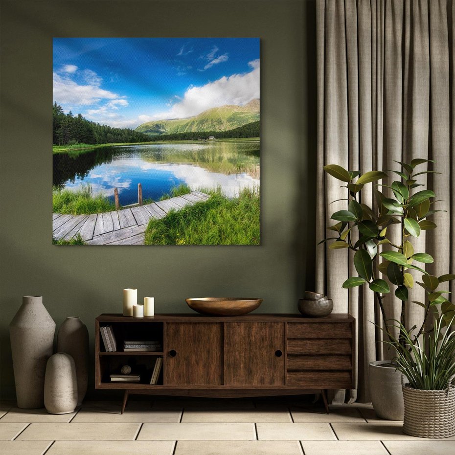 Obraz na płótnie 50x50 - Latarnia morska: Nocne niebo nad morzem - latarnia, morska