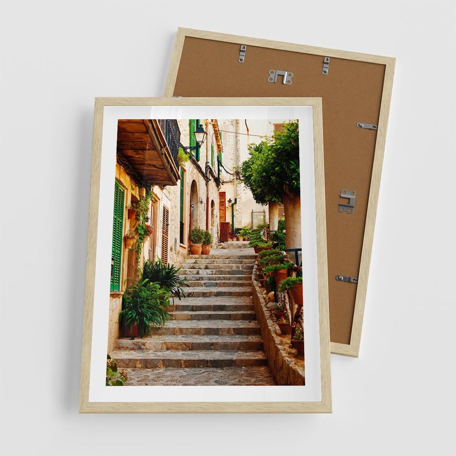 Plakat w ramie 50x70 - Uroczysta perspektywa uliczki - uliczka, perspektywa - rama drewno