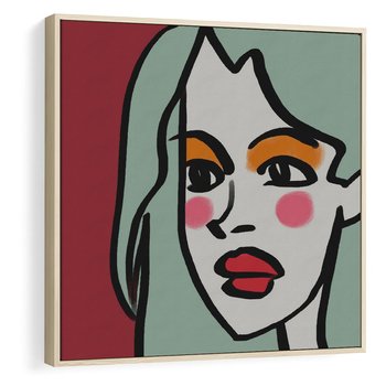 Obraz w ramie 50x50 - Ekspresja Linii - nowoczesny plakat, mocna linie - rama drewno