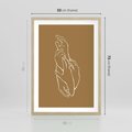 Plakat w ramie 50x70 - Splecione Dłonie - szkic, minimalizm - rama drewno
