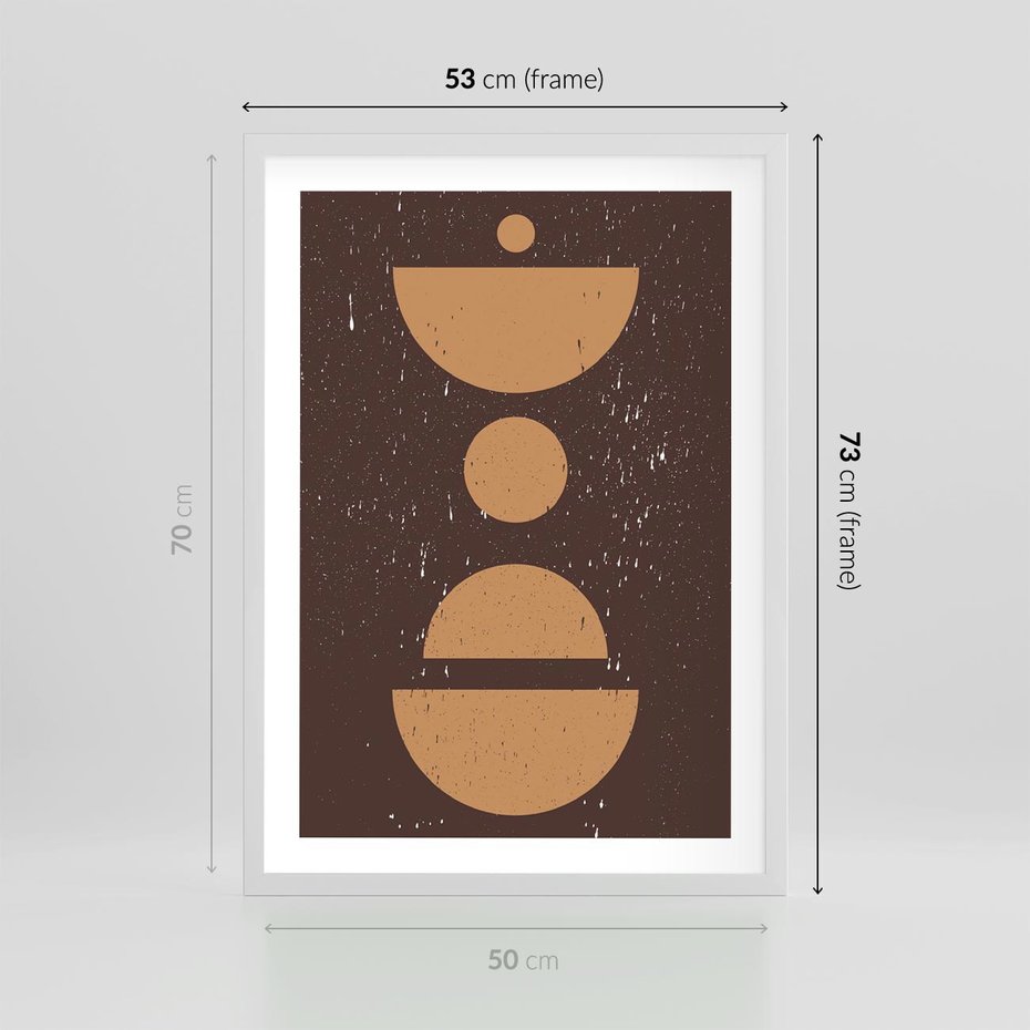 Plakat w ramie 50x70 - Impulsy Przestrzeni - mid century styl, nowoczesna grafika - rama biała