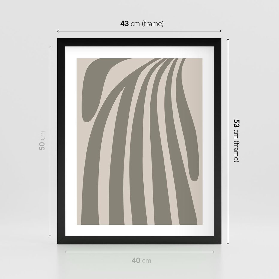 Plakat w ramie 40x50 - Beżowa Delikatność - nowoczesna sztuka, plakat modern - rama czarna