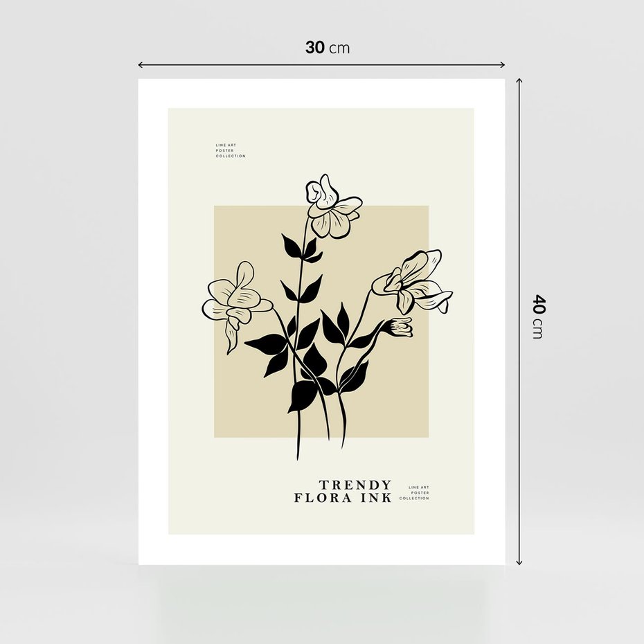 Plakat bez ramy 30x40 - Malowane szkicowe tęsknoty - kwiaty, typografia