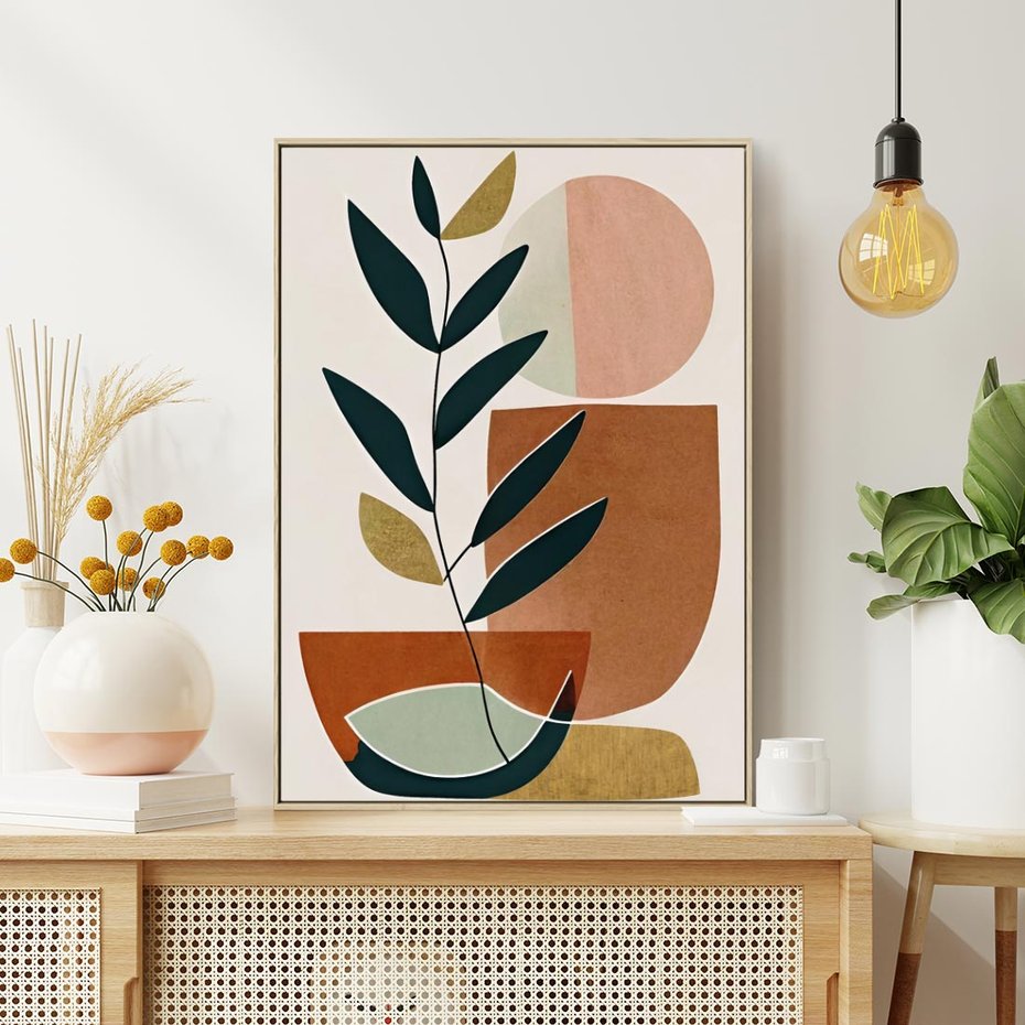 Obraz w ramie 50x70 - Migocące Boho Wnętrza - boho obraz, abstrakcja - rama drewno